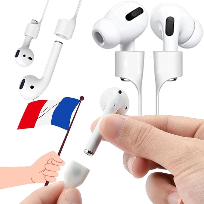 Magnetic Cord to Protect and Hold Earphones, Compatible with Airpods 1, 2, 3 and Pro – Support, Anti-Lost for Sports, Silicone White – Earhook Anti-Loss Accessory for Apple Earphones - Image 1