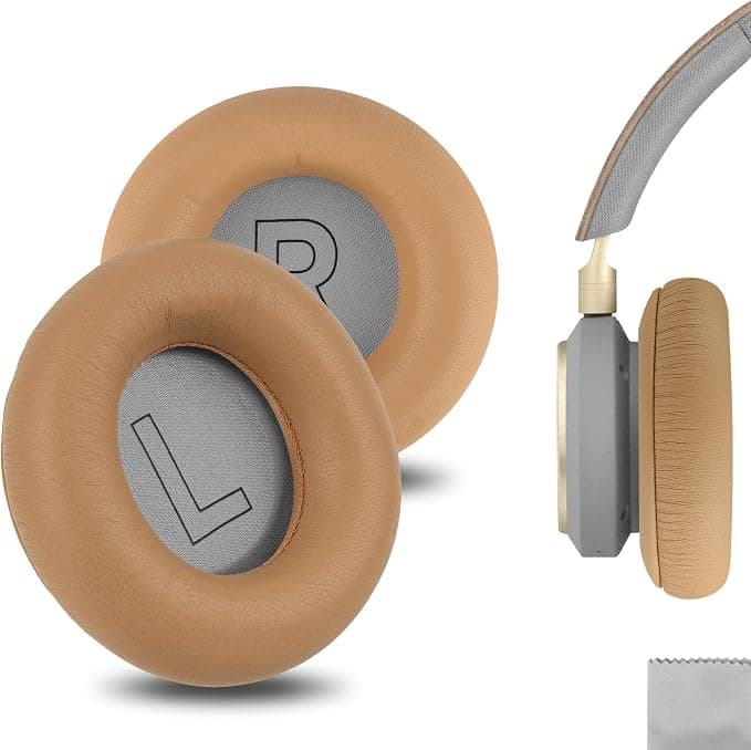 Geekria Elite Sheepskin Replacement Earbuds for Bang & Olufsen Beoplay H9, H9i, H7 Headphones Ear Pads Cushions Repair Parts (Brown) - Image 1