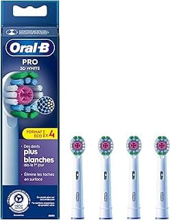 Oral-B Oral-B Pro 3D White Brossettes pour Brosse à dents électriques, Pack De 4 Unités
