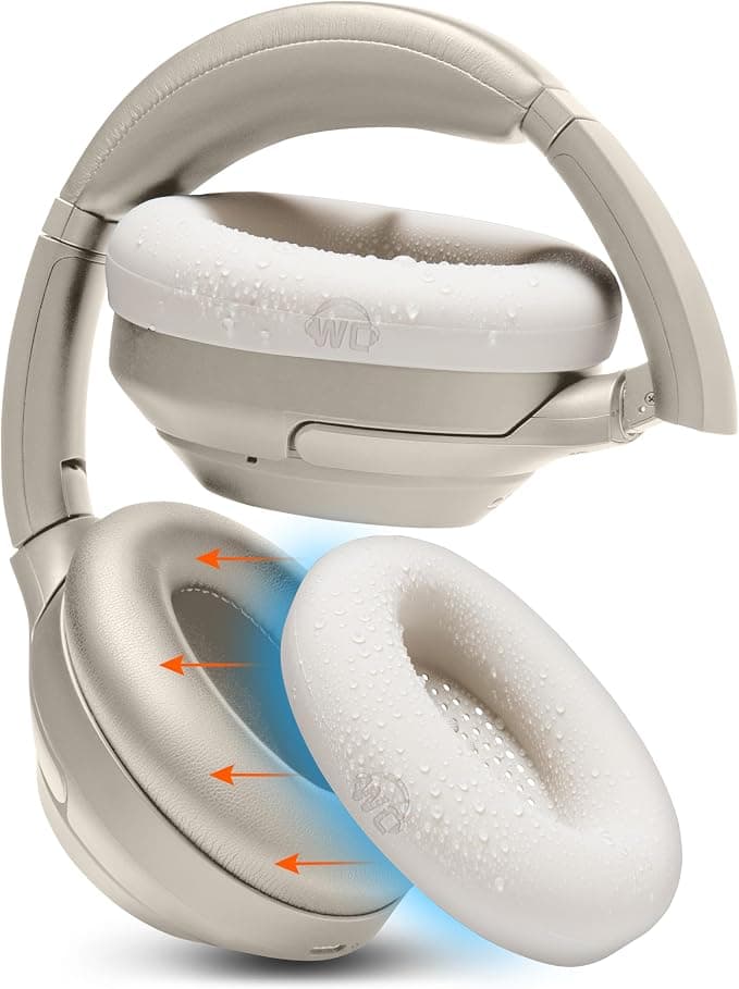 WC SweatZ XM3 - Patented Protective Covers for Sony WH1000XM3 by WC | Silicone Earmuffs for Sony WH-1000XM3 Headphones | Beige - Image 1