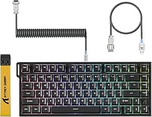 ATTACK SHARK R82 HE 75% Wired Gaming Keyboard, Magnetic Switch, Polling Rate 8000Hz, 0.01mm Ultra Accuracy RT, RGB, 5 Layers Sound Absorption, with C01ULTRA LED Cable (Black)