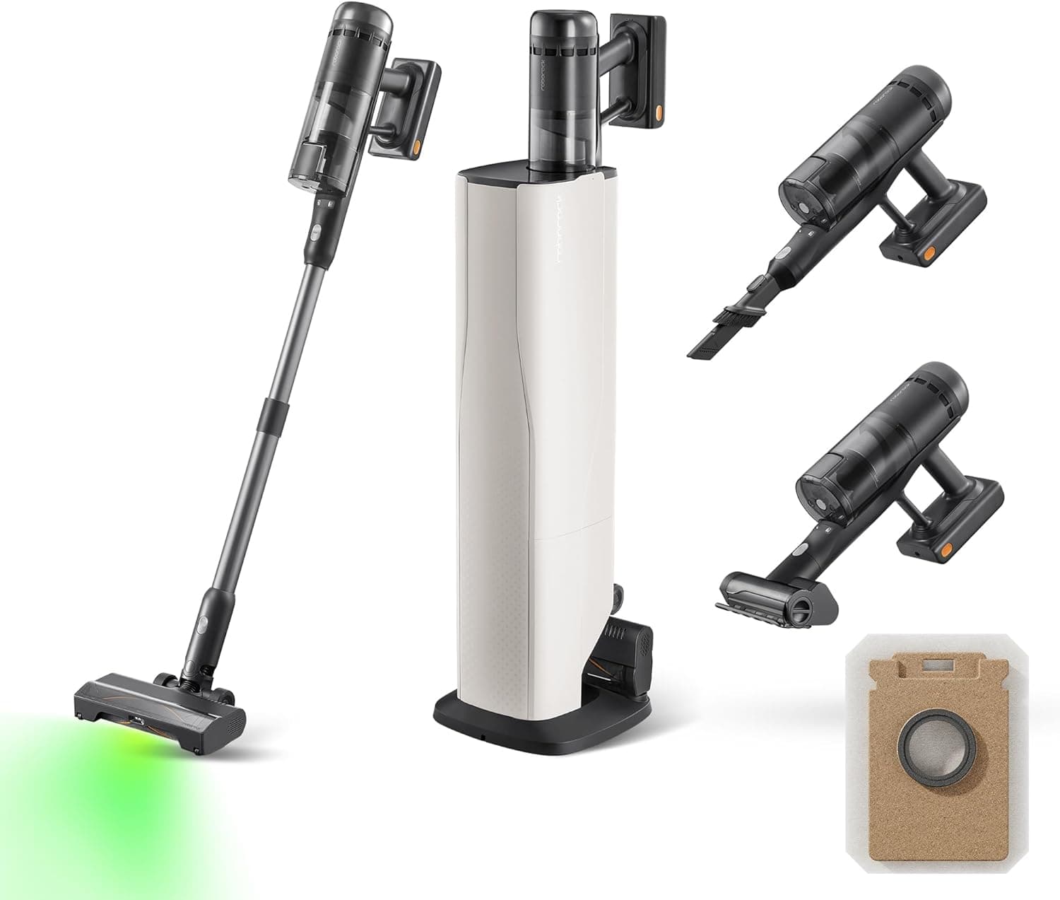 roborock H60 Hub Ultra Aspirateur Balai sans Fil avec Station Auto-Vide, 210 AW, 90 Min, Brosse Anti-Enmêlement, 140° Lumière Verte, Affichage LED, Accessoires Tous Sols, Poils Animaux et Tapis