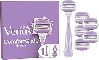 Gillette Gillette Venus Rasoir Pour Femme Pro ComfortGlide Breeze, Manche Réutilisable, 6 Cartouches ORIGINELLES De Recharge A 3 Lames, Sans Besoin De Gel A Raser, Soin De Peau Grâce Aux Barres Lubrifiantes
