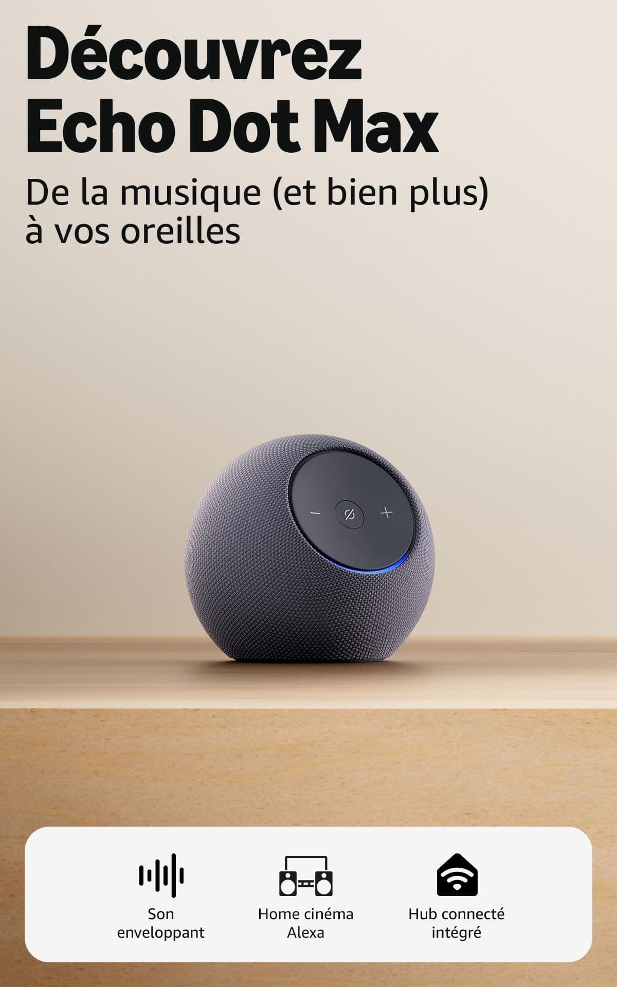 Amazon Echo Dot Max (newest gen), Alexa speaker with room-filling sound and built-in smart home hub, Graphite - Image 1