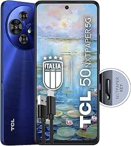 TCL 50 NXTPAPER 5G Smartphone 5G Screen 6.8 120Hz Nxtpaper 3.0, 256GB, 16GB RAM, Triple Camera 108Mpx, Android 14, Batt, 5010 mAh, Blue, Extra USB Type-C Cable