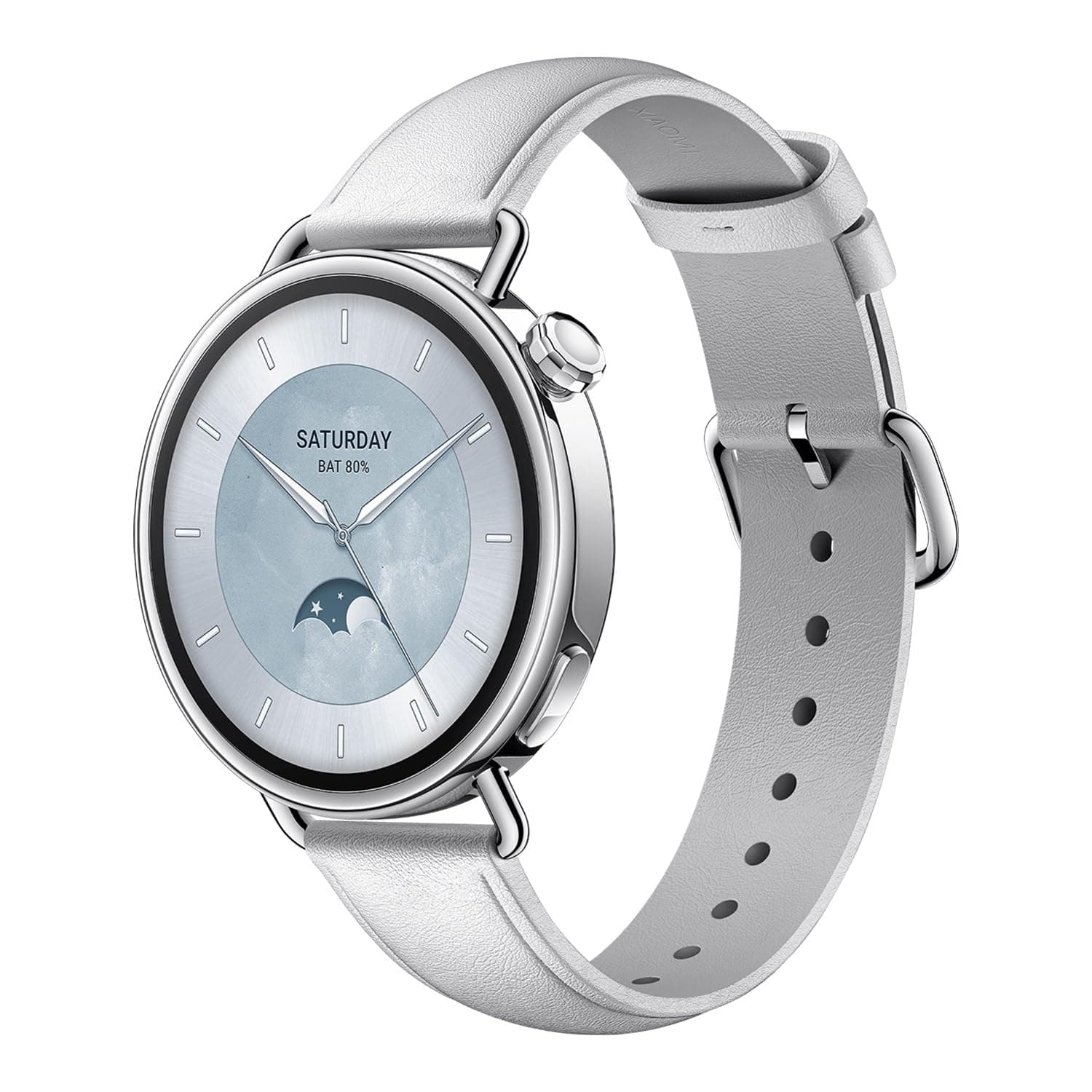 XIAOMI Watch S4 41 mm, 41 mm compact smart watch, 32 g ultra-light case, menstrual cycle prediction, +150 sports modes, HyperOS 3, leather strap (white).