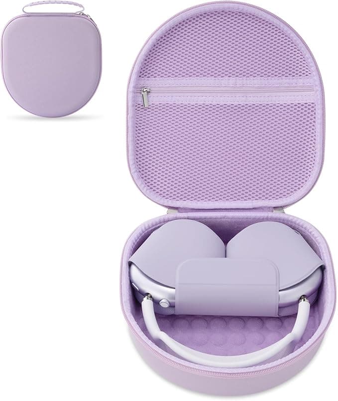 Carrying Case Compatible with Apple Airpods Max Earbuds, EVA Hard Case for Travel and Outdoor Earphone Storage (Purple)