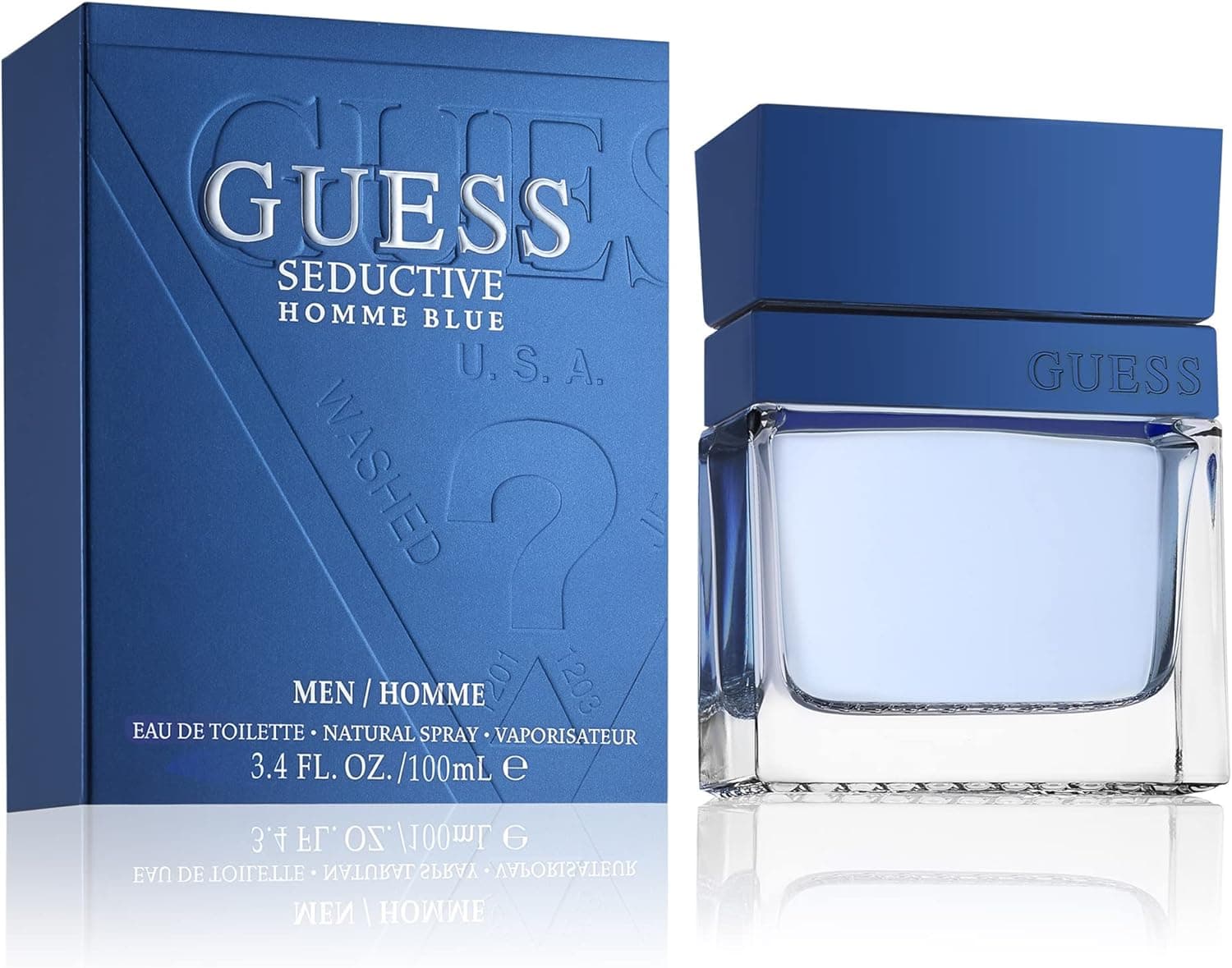 Guess GUESS Seductive Blue, Eau de Toilette for Men, Oriental Woody Fragrance, Fresh and Spicy Scent, Long Lasting, 100 ml