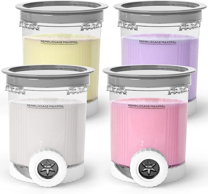 GoMaihe Ninja Swirl Compatible Containers: 4 Quart & Lids Set for Ninja NC700 and NC701 Ice Cream Maker - BPA Free - Dishwasher Safe