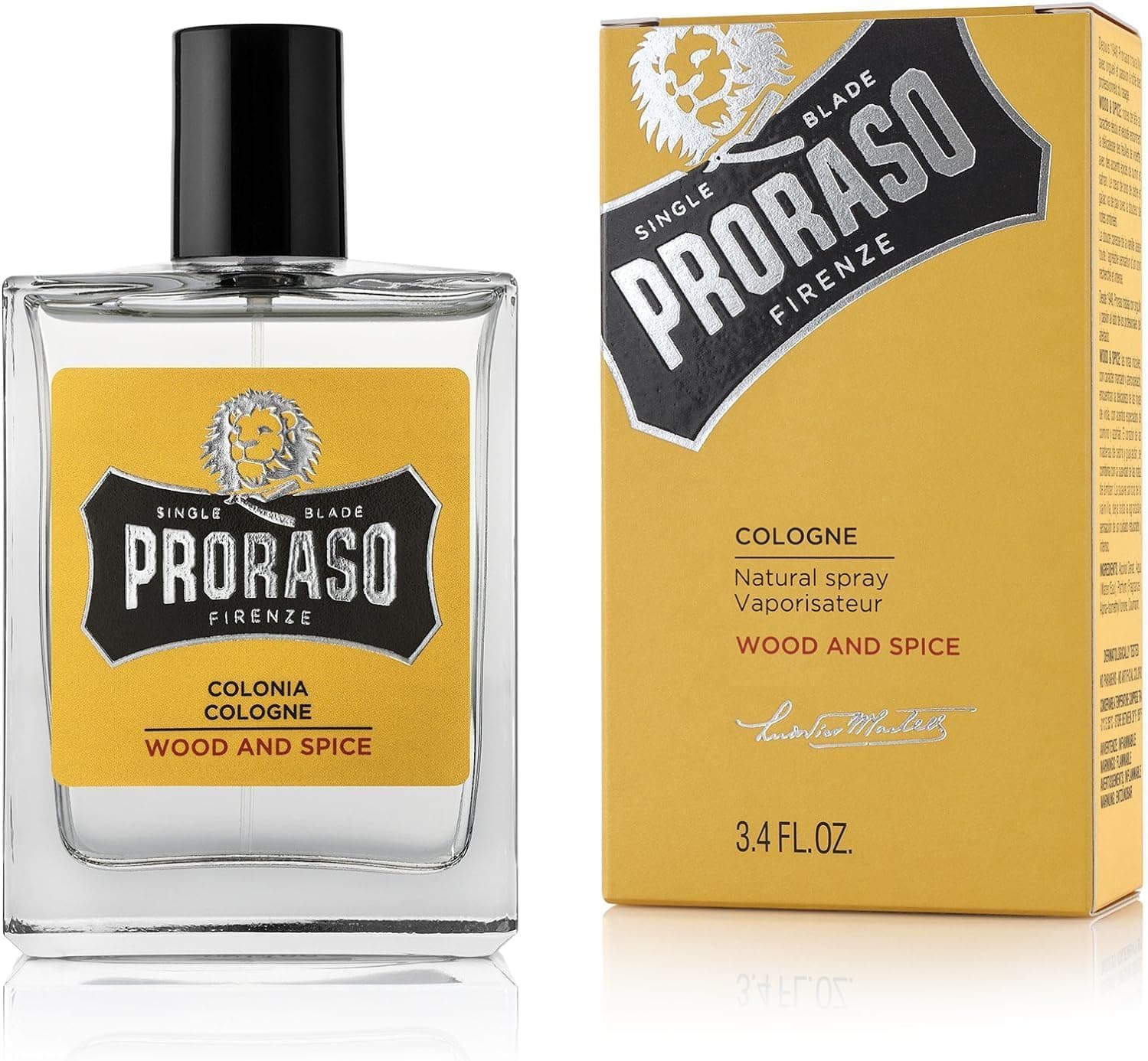 Proraso Proraso | Eau de Cologne Wood & Spice (flacon vaporisateur de 100 ml) – Parfum pour homme à la senteur boisée et épicée – Fabriqué en Italie