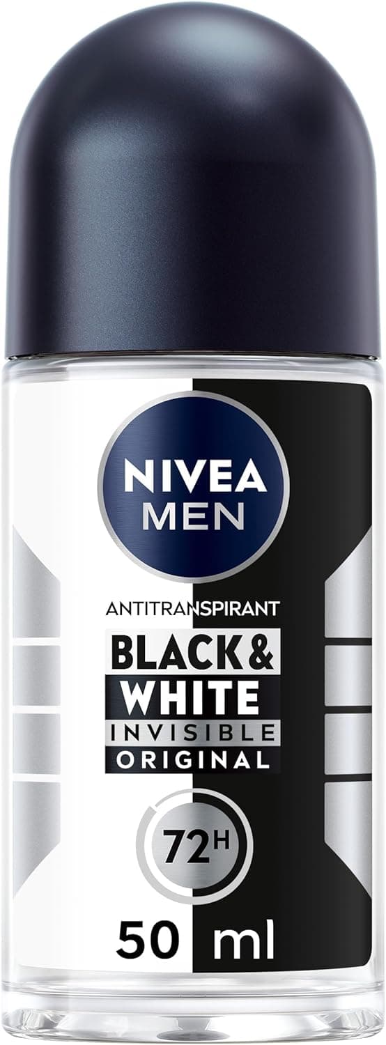 Nivea Men NIVEA MEN Déodorant Bille Invisible For Black & White Power (1 x 50 ml), déodorant homme anti-traces blanches et jaunes, anti-transpirant aisselles protection 72 h