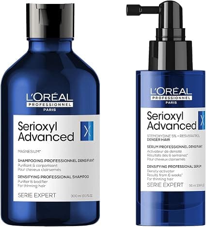 L'Oreal Professionnel Serioxyl Advanced Routine for Light Hair and Loss of Density + 22% Volume for 24 Hours + Thick Hair from 6 Weeks + Shampoo (300 ml) + Serum (90 ml) - Image 1
