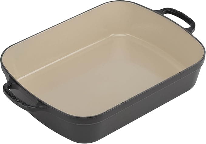 Le Creuset 20184330002422 Enamelled Cast Iron Signature Rectangular Dish, 33 cm, 4.9 L, 3.85 kg, Matte Black - Image 1
