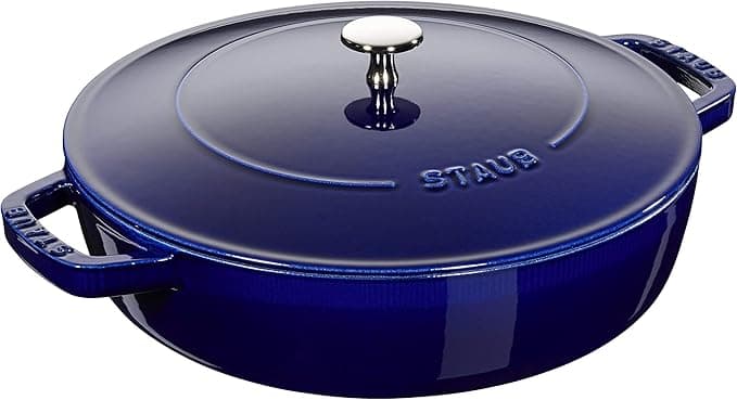 Staub STAUB Chistera Cast Iron Sauté Pan, Diameter 24 cm, 2.4 L, Intense Blue