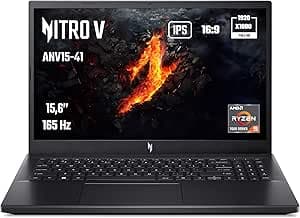 Acer Nitro V 15 ANV15-41-R4FN Gaming Laptop 15.6 Inches Full HD IPS LCD 165Hz (AMD Ryzen 5 7535HS, NVIDIA GeForce RTX 4050, 16 GB RAM, 512 GB SSD, Windows 11 Home) AZERTY Keyboard, Black