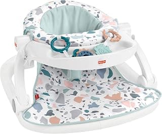 Portable Baby Chair with Tray and 2 Baby Toys, Sit-Me-Up Floor Seat, Pacific Pebble