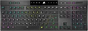 CORSAIR K100 Air Wireless RGB Ultra-Thin Mandeacutercanic Gaming Keyboard – Cherry MX Touch Switches and Writer Low Profile – Bluetooth Compatible with iCUE – PC Mac PS5 PS4 Xbox – AZERTY FR – Black