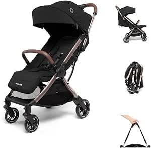 Maxi-Cosi Eva3 Stroller, 0 - 4 Years, 0 - 22 kg, Baby Stroller, Lightweight, Compact, Lying Position, 3 Tilt Positions, Automatic Folding, Carry Strap, Essential Black Champagne