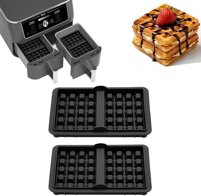 Airfryer Accessories for Ninja AF400EU, AF451EU, SL400EU, AF500DE Double Insert for Hot Air Fryer, Silicone Belgian Air Fryer Accessory - Image 1