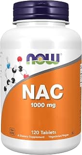 Now Foods, NAC (N-Acetyl Cysteine), 1.000mg, 5 Jours de Réserve, Complément Alimentaire, 120 Comprimés végétaliens, Testé en Laboratoire, Sans Soja, Sans Gluten, Végétalien