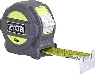 Ryobi RYOBI - Mètre Ruban 5m - RTM5M - Ruban à Mesurer, Largeur 25mm, Crochet Renforcé, Bricolage