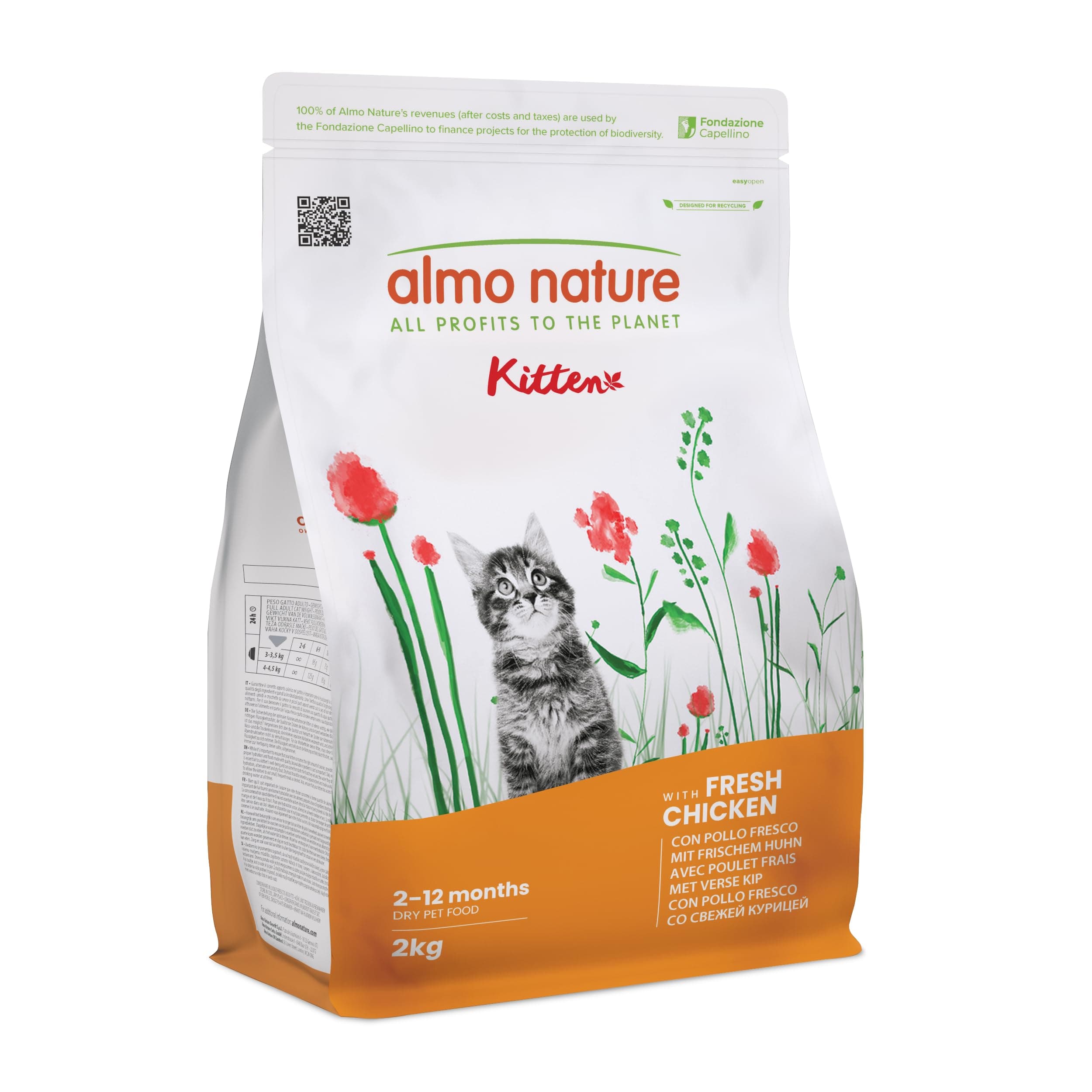 Almo Nature Kitten – Kitten Food for Kittens with Fresh Chicken – for Balanced Growth from 2 to 12 Months, Suitable for Gestation and Breastfeeding – 2 kg Bag