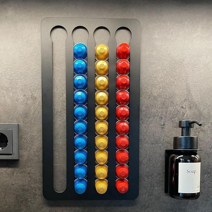 Nespresso Capsule Holder Wall Mounted Capsule Holder for Nespresso Capsules No Drilling Black for Nespresso Original
