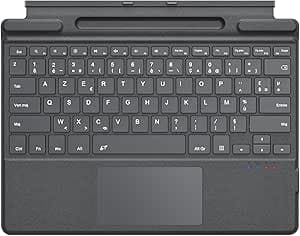MoKo French Bluetooth Keyboard with Touchpad for 13 Inches Microsoft Surface Pro 11/ Pro 10/ Pro 9/ Pro 8/ Pro X, AZERTY Slim Wireless Keyboard with Pen Holder (No Charging), Grey