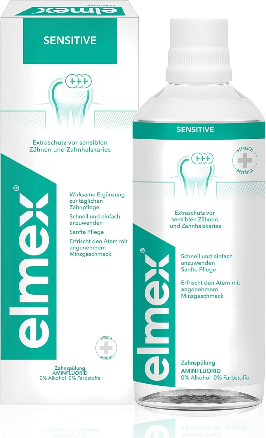 ELMEX elmex Sensitive Zahnspülung, 400 ml - Mundspülung bietet Extraschutz vor schmerzempfindlichen Zähnen, ohne Alkohol