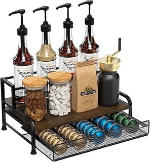 Nespresso Tiroir de rangement pour 40 Capsules, Porte Capsule pour Nespresso avec Support de Sirop de Café, Grande Capacité Support Dosette pour Cuisine, Maison, Bureau