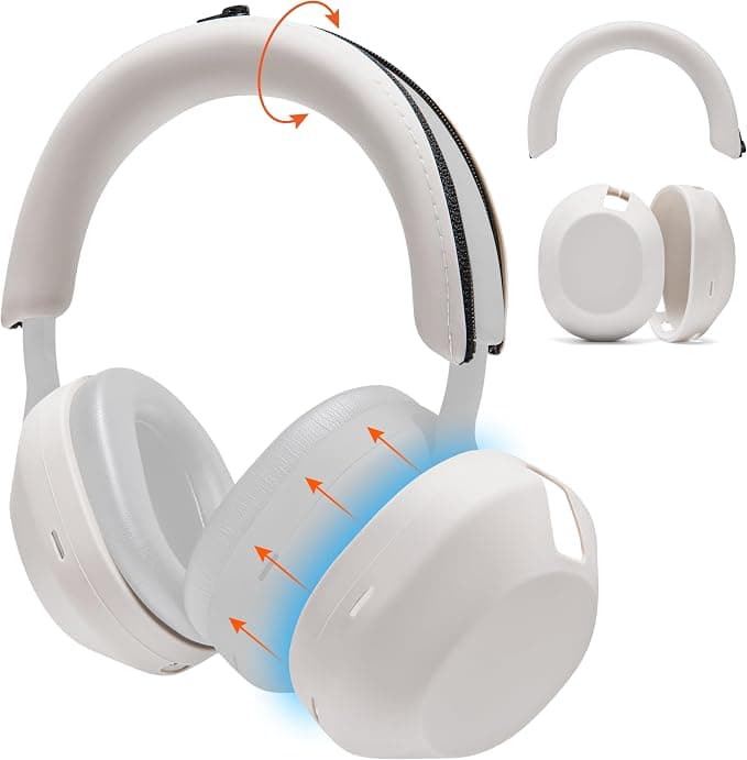 WC ShellZ XM5 - Protective Outer Shell for Headphones and Headband for Sony WH1000XM5 Made by Wicked Cushions | Made of Premium Silicone | Silver
