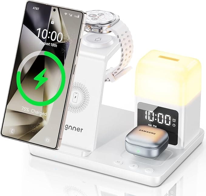 Induction Charger for Samsung, 6 in 1 Charging Station for Samsung S25 Ultra/S25/S24 Ultra/S23/Z Flod 6/Z Flip 6,Fast Charger for Galaxy Watch Ultra/7/6/54/3/2, Galaxy Buds 3/3 Pro/2 - Image 1
