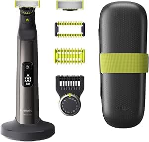 Philips OneBlade Pro 360 - Genuine Razor and Beard Trimmer and Electric Body, 1 x 360 Blade, 1 x Comb with 14 Cutting Heights, 1 x Body Kit, 1 x Charging Stand, 1 x Travel Case, QP6651/30