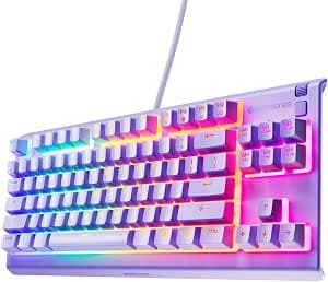 SteelSeries Apex 3 TKL Lavender RGB Gaming Keyboard - Compact Size without Numeric Keypad - 8 Zone RGB Illumination - Water and Dust Resistant - Silent Gaming Switches - UK QWERTY Format