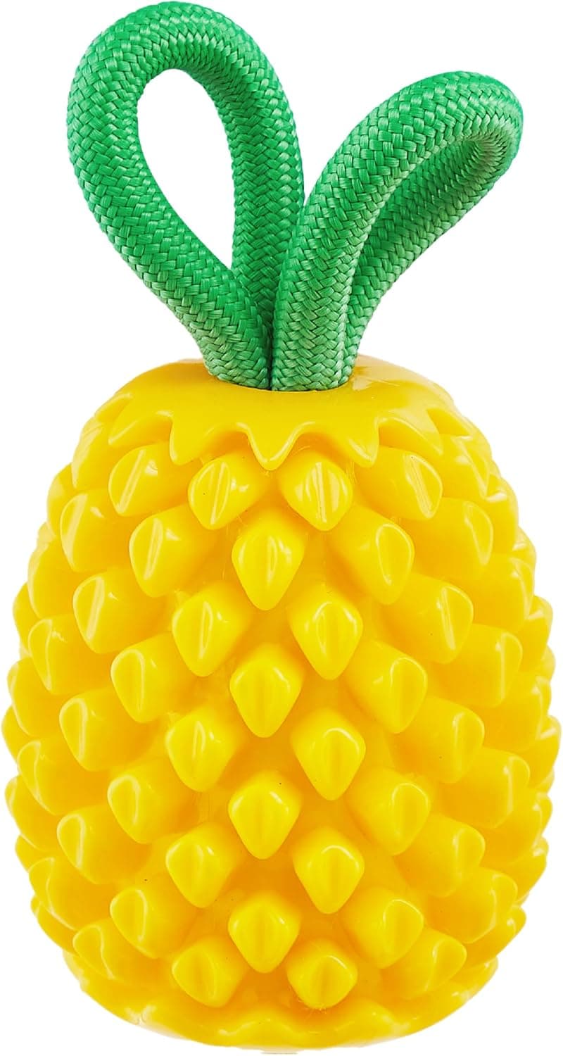 Outward Hound Planet Dog Jouet Dentaire à mâcher en Forme d'ananas et de friandises interactif Durable pour Chien, Jaune