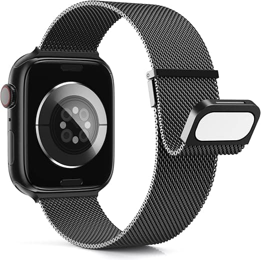 Higgs Metal Bracelet Compatible with Apple Watch Bands 38mm 40mm 41mm 42mm 44mm 45mm 46mm 49mm Women,Double Magnetic Bracelet for iWatch Series 11 10 9 8 7 6 5 4 3 2 1 SE Ultra. , Metal Milanese - Image 1