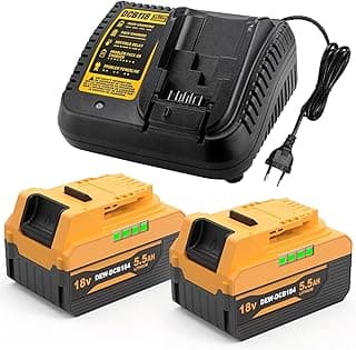 DCB184 Batterie de Rechange 5,5 Ah pour Dewalt avec Chargeur 18V DCB118 pour Dewalt Batterie DCB184 DCB180 DCB181 DCB182 DCB200 DCB201