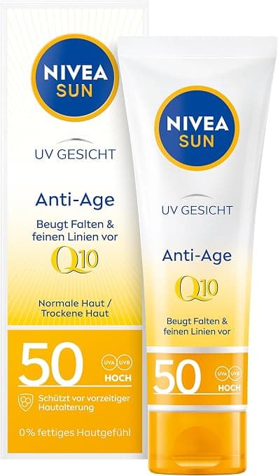 NIVEA Sun Q10 Anti-Aging Sun Protection SPF 50 (50ml) for Face - Moisturizing Anti-Wrinkle Sun Cream with UVA/UVB Protection - Image 1