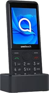 TCL 4022S - Mobile Phone with Keyboard, Large 2.8" Screen, Powerful Speaker, SOS Button, VGA Camera, 10-Day Standby Battery, FM Radio, Bluetooth, Charging Base Included, Black