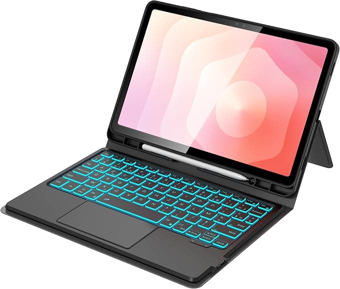 Keyboard Case for Samsung Galaxy Tab S11 11 Inch (SM-X730/X736B) – with Trackpad 7 Colours Backlit Magnetic Bluetooth Tablet Case – for Tab S11 11 Inch 2025 French AZERTY Keyboard, Black