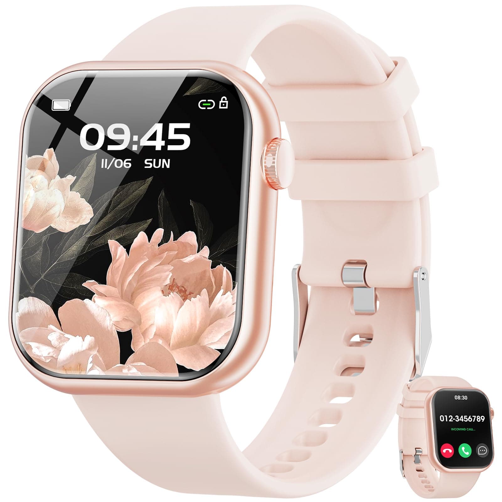 Smart Watch for Men Women 1.85 inch Screen Bluetooth Call Handsfree Answering Smart Watch with Pedometer Heart Rate Monitor Fitness Watch for Android