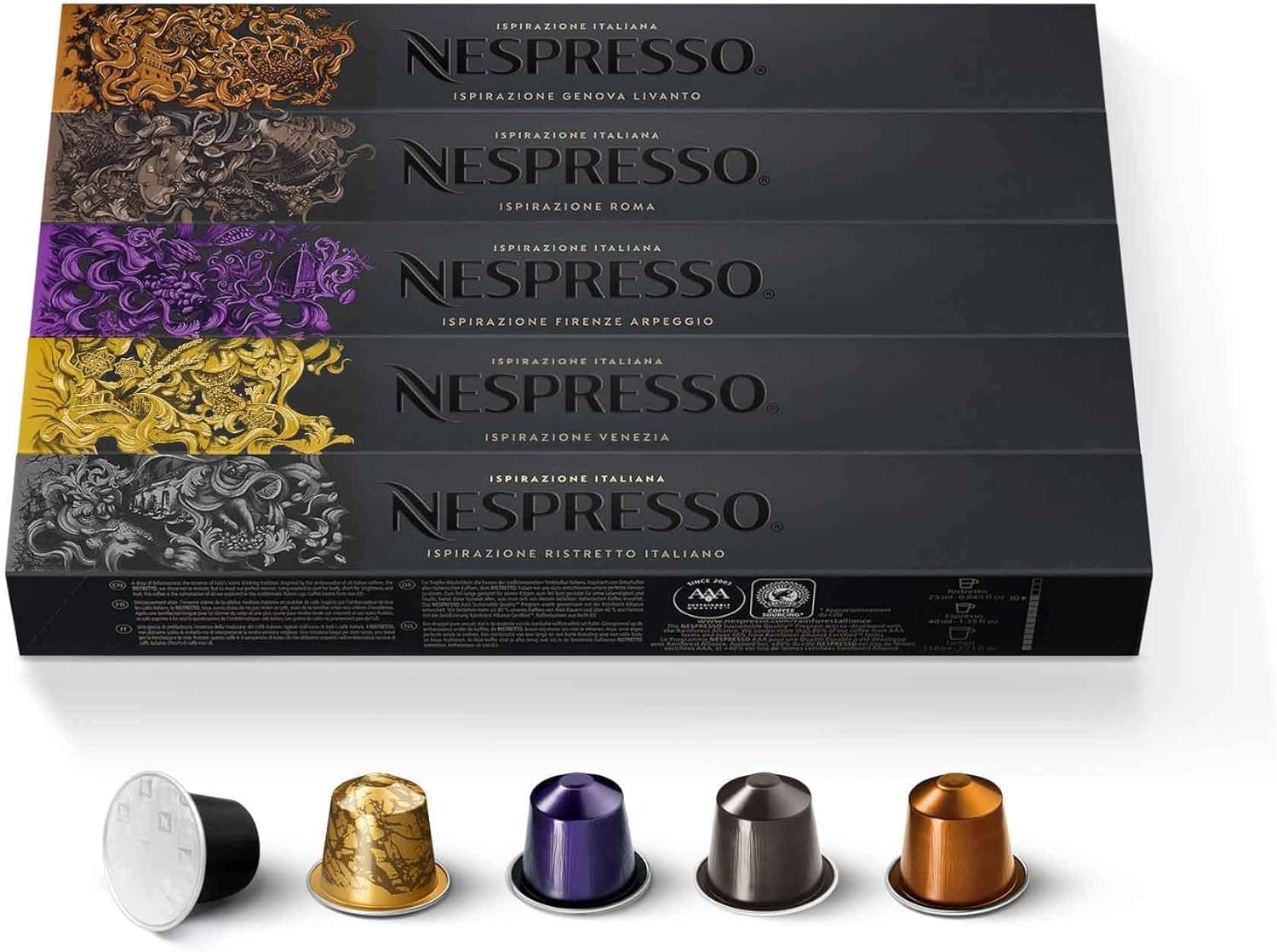 Nespresso Nespresso Original - Bundle Ispirazione Italiana 50 Coffee Capsules - 10x Venezia, 10x Ristretto, 10x Arpeggio, 10x Roma, 10x Livanto