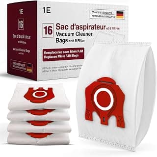 16 sacs pour aspirateur Miele [remplace FJM] – compatibles avec [Complete C1, Compact C1 & C2] – incl. 4 filtres moteur & sortie – pour [S6000, S4000, S700, S500, S300] – remplace 9917710 & 10224410