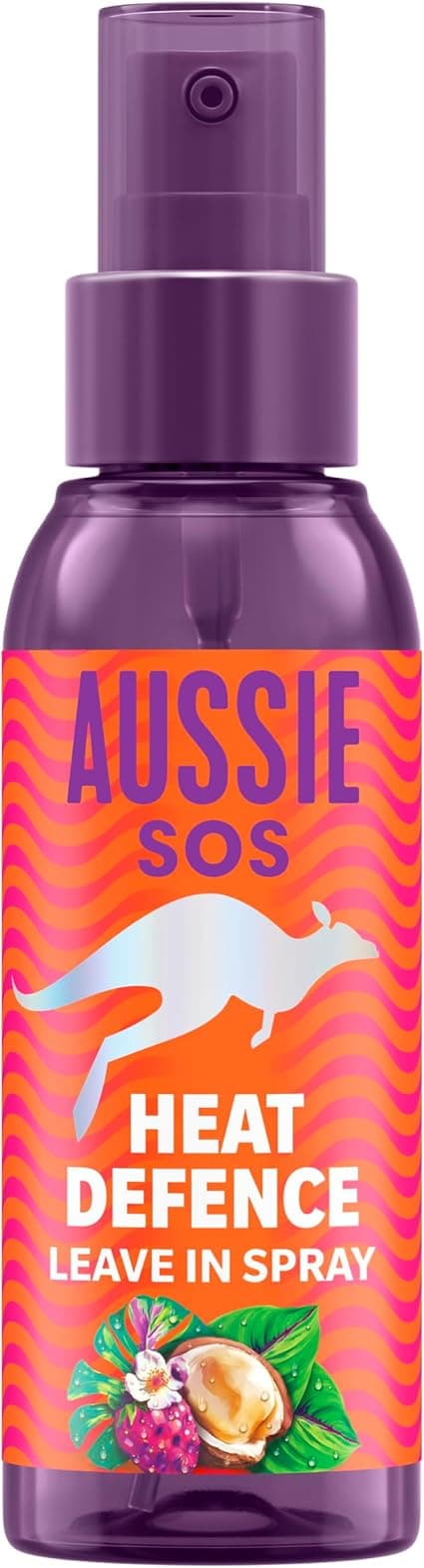 Aussie SOS No-Rinse Heat Protector Spray 100 ml, Detangles and Protects Against Heat While Keeping Hair Moisturized for 100 Hours, With Australian Superfoods, Vegan Formula
