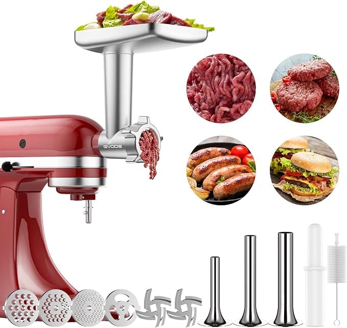 GVODE Meat Mincer Accessory for Kitchenaid Robot Patissier, Includes 3 Sausage Filling Horns, Meat Grinder for Kitchenaid Accessories - Image 1