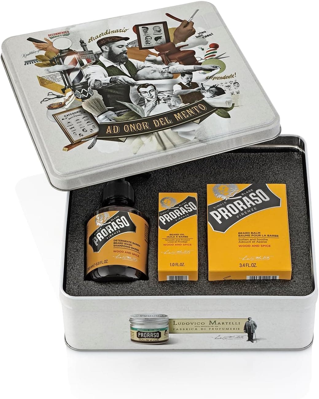Proraso Proraso Wood & Spice Beard Care Set (3 products) - Beard Care Gift Set with Beard Cleaner, Beard Oil and Beard Balm - Made in Italy