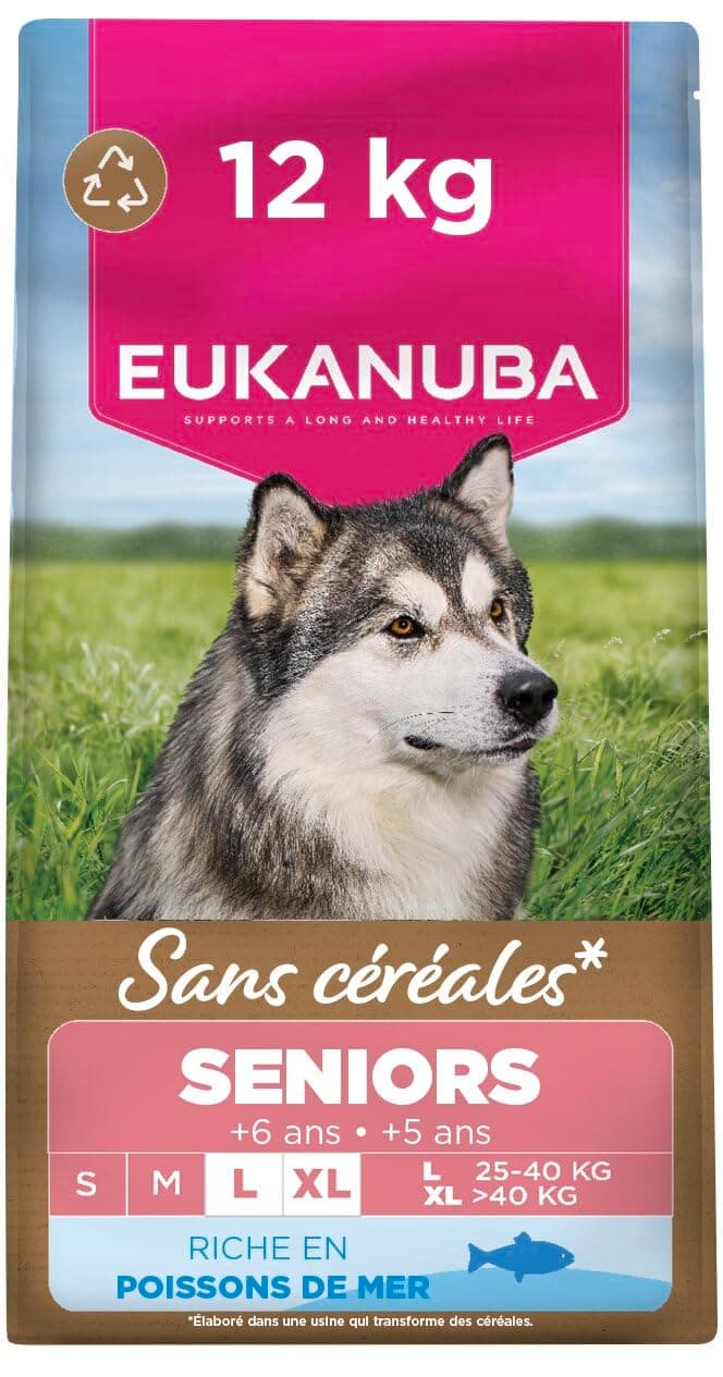 Eukanuba Croquettes Premium sans Céréales Chien Sénior de Grande Race– Riche en Poisson de l’Océan - Hypoallergénique – Glucosamine Chondroïtine-12 kg - Image 2