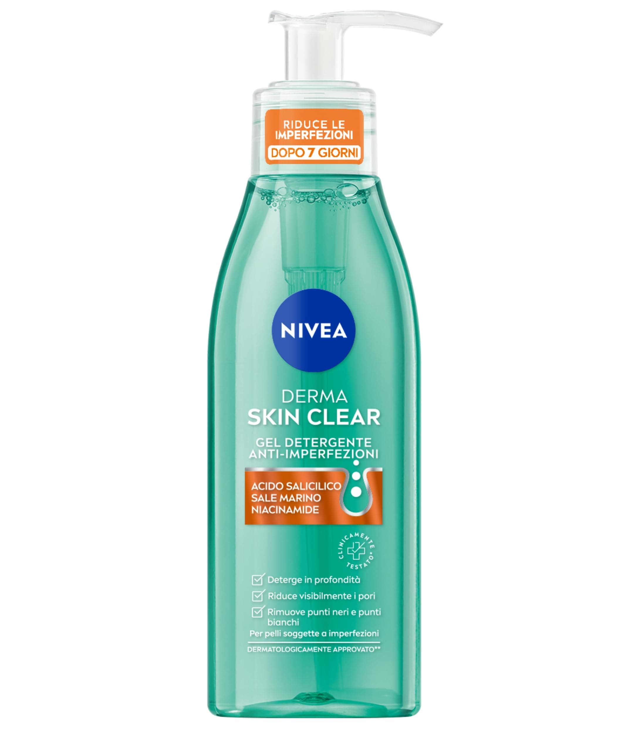 NIVEA Derma Skin Clear Gel nettoyant pour le visage contre les imperfections 150 ml Nettoyant visage pour peaux grasses et mixtes avec acide salicylique, sel de mer et niacinamide, nettoyant pour le - Image 3