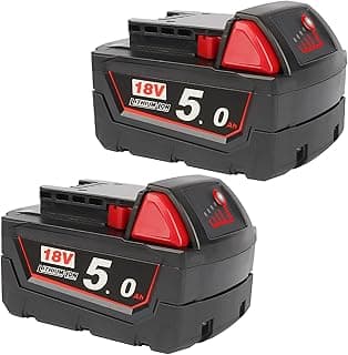 Milwaukee Pack of 2 M18 B5 18V 5.0Ah Replacement Battery Compatible with Milwaukee 18V Tools 48-11-1850