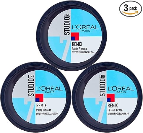L'Oreal L'Oreal Paris Studio Line Remix Hair Fiber-Styling Paste Long-Lasting 24 Hour Reshaping Effect with Flexible Fixing Agents Very Strong Hold 7 - 3 Pots of 150 ml